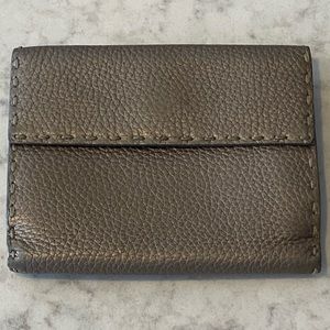 F E N D I  Selleria Pewter Leather Wallet